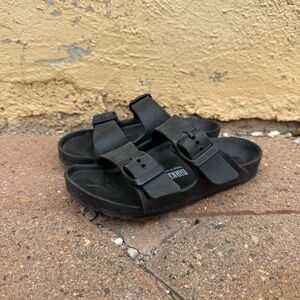 Birkenstock Black Two-Strap EVA Slide Kids Sandals
